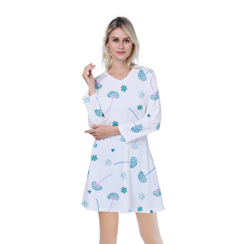 

2019 Wholesale Digital Printed Tunic Summer Dresses Women Custom