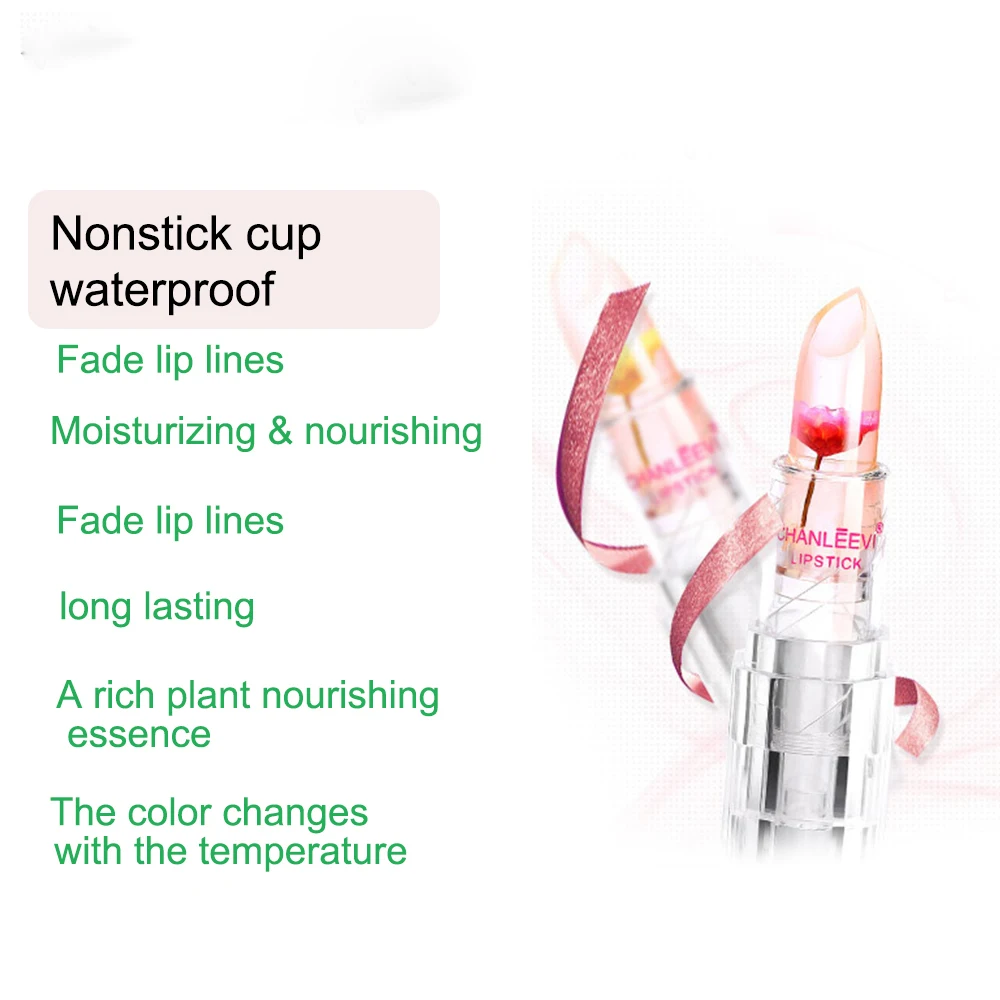 Hot Sale 6 Colors Cosmetic Crystal lip Stick Jelly Flower Lipstick