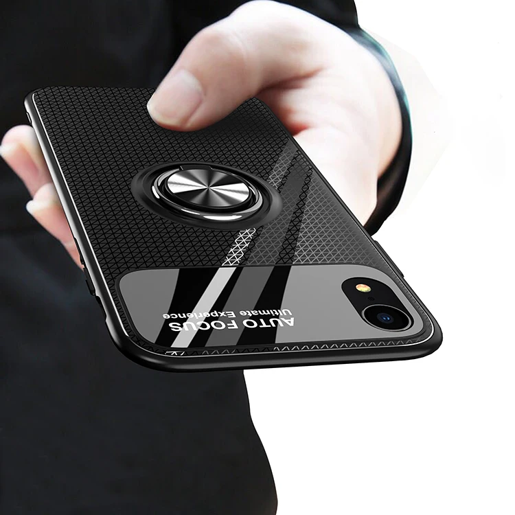 360 Ring TPU Glass Mobile Phone Accessories case for iPhone Xr with car magnet magnetic