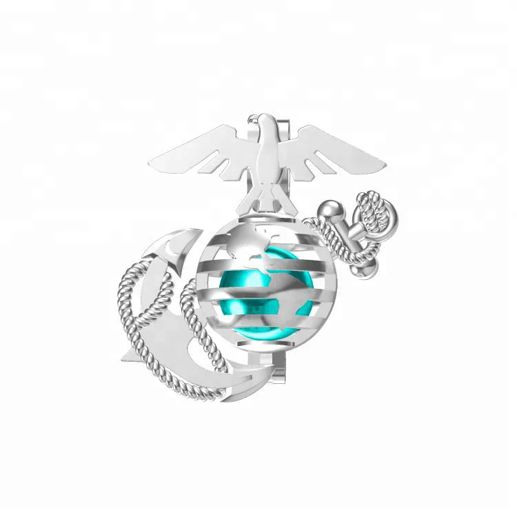 

USA Marines jewelry 925 sterling silver earth pearl cage pendant for American, N/a