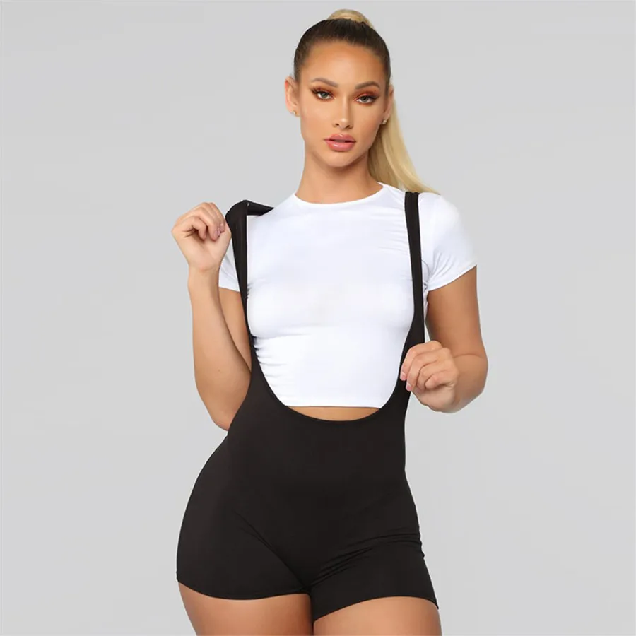 New Design Fashion High Waist Workout Gym Biker Shorts For Women Elastic Skinny Shorts Sexy Waist Bib High Waisted Shorts