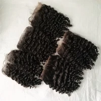 

Letsfly free Part brazilian virgin hair Curly Lace 4"x4" Natural Black Human Hair afro curly closure extension with baby hair