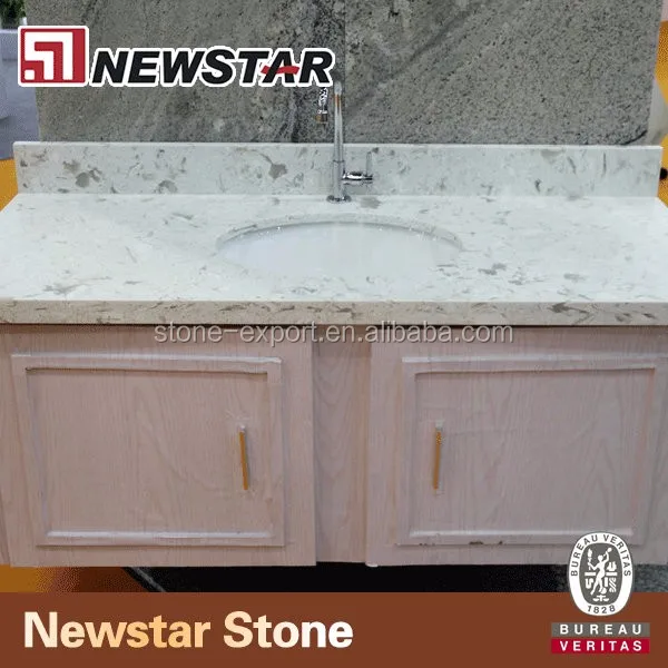 Newstar One Piece Artificial Quartz Stone Kitchen Countertops Bathroom