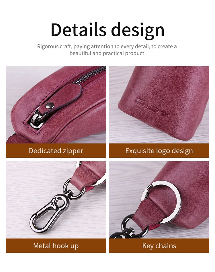 DIDE Hot Selling Car Key Case Genuine Leather Key Holder Mini Car Key Wallet for Women