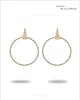 Trendy Simple European Exaggerated Gold Silver Metal Triangle Circle Large Big Hoop Stud Earrings for Female