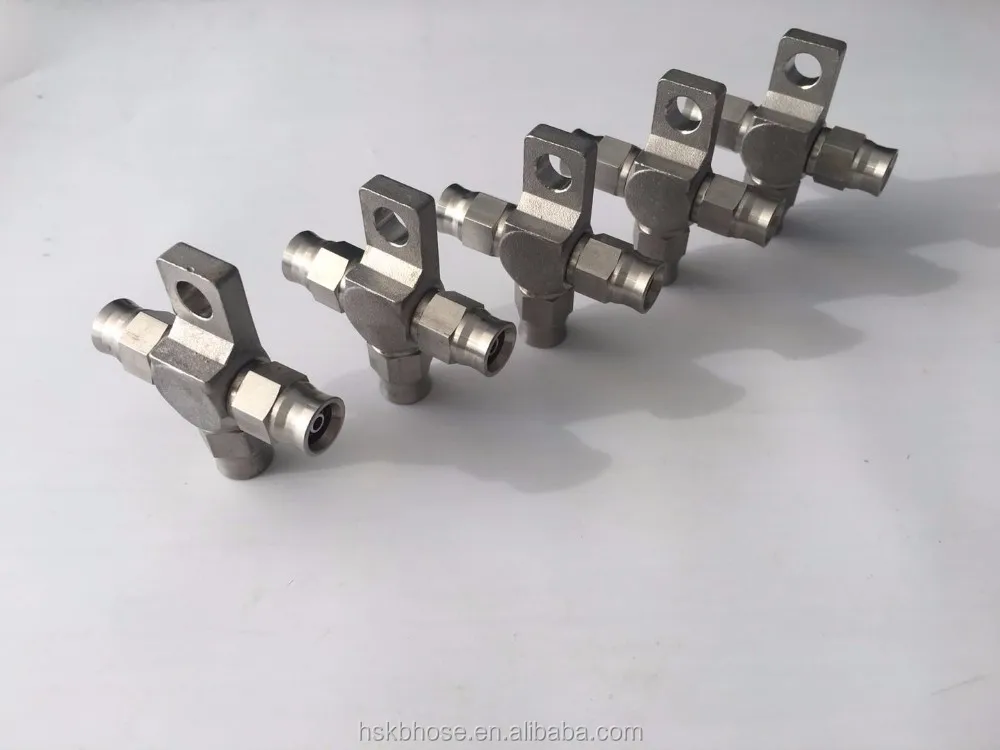 Three Joint Tee An3 Swivel Stainless Steel Brake Fittings For 3.2mm 1/8