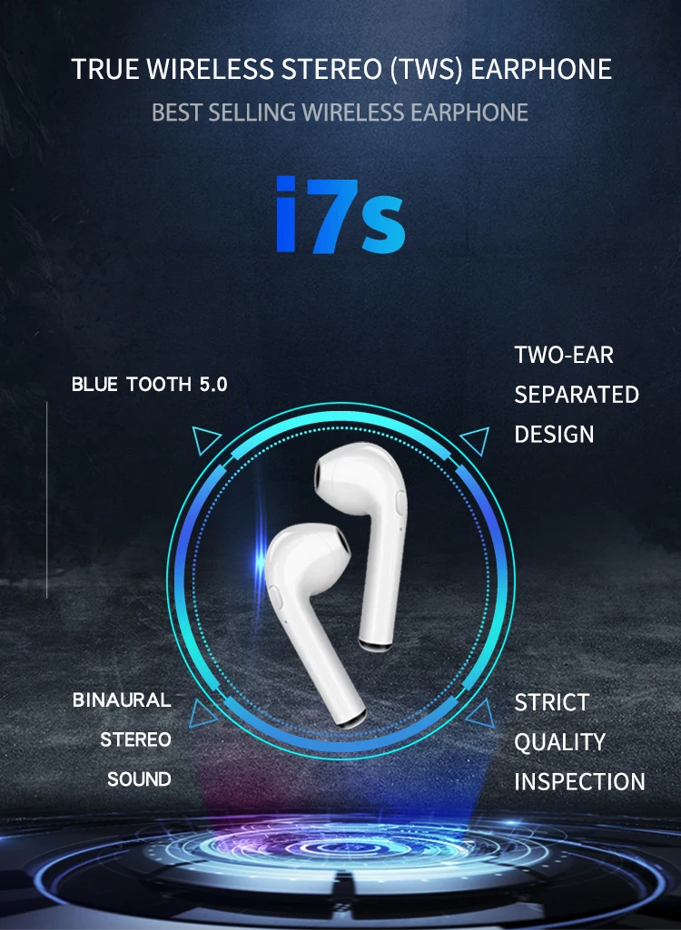 Best Selling High Quality Super Capacity Battery i7s TWS Blue Tooth 5.0 Wireless Earbuds Earphone Manufacturer - ANKUX.COM