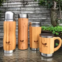 

Bamboo insulated metal coffee vacuum thermal flask 500ml China stainless steel hot water person thermos flask with lid