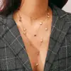 High quality long pendant star necklace gold chain plated layered necklace for woman