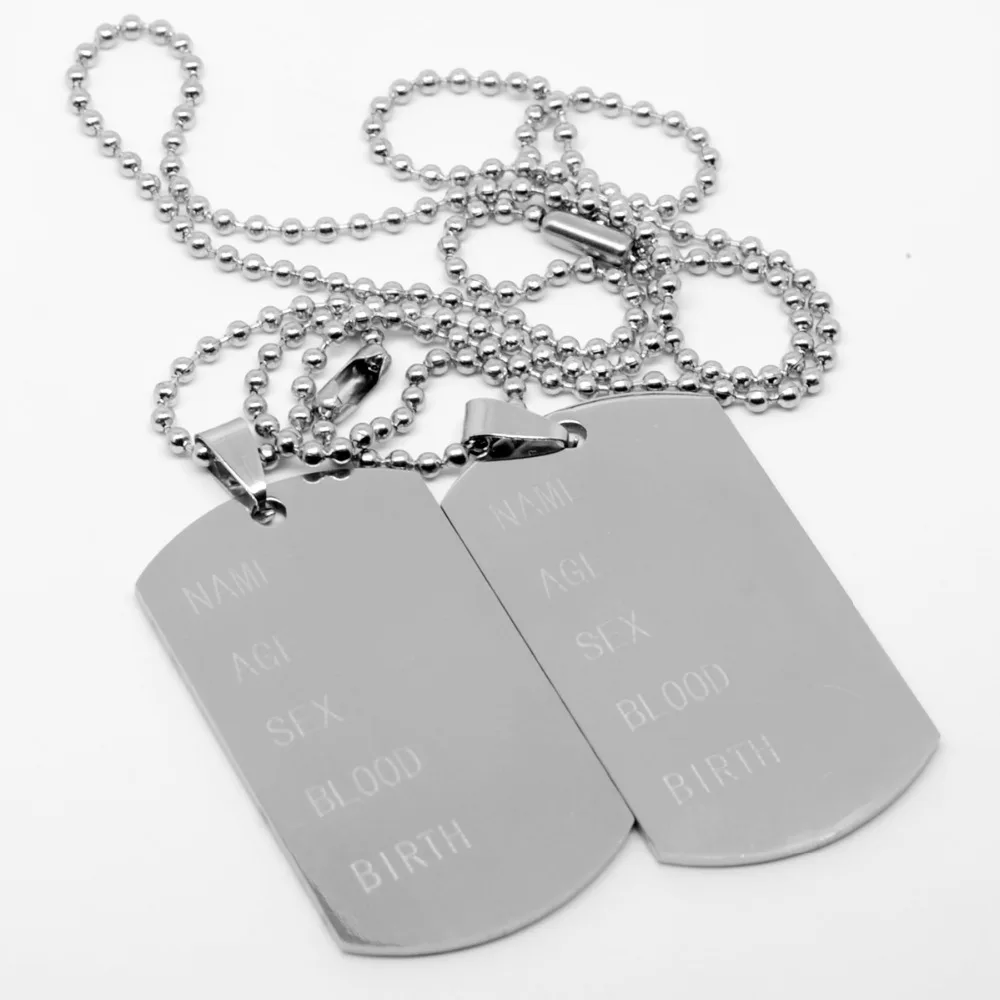 

316l Stainless Steel Shield Shape Men's Matte Military Army Soldiers Letter Double Dog Pendant Necklaces Jewelry