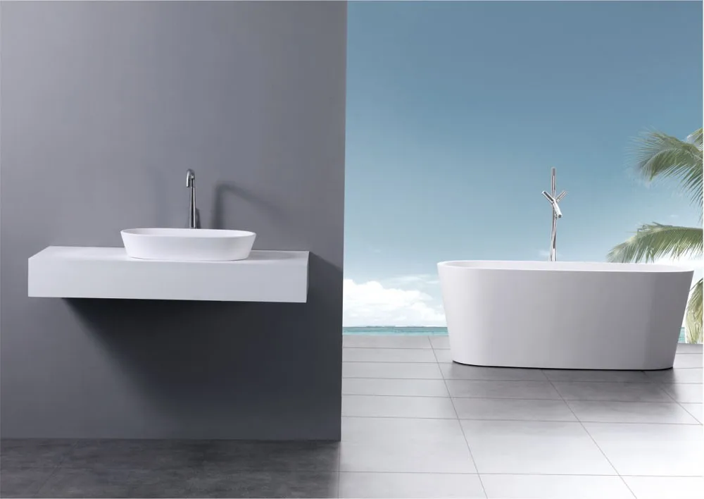 Artificial stone free standing bathtub ST-01