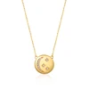 29'' Delicate women gold Sterling silver moon and star large disc circle coin necklace