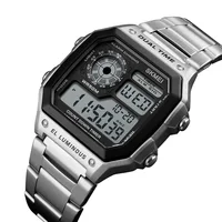 

skmei 1335 ABS case stainless steel band Luxury black digital wristwatch orologio da polso