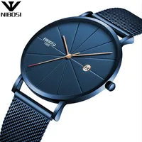 

NIBOSI 2321 Watch 40mm Unisex Ultra Thin IP Blue Minimalist Watch Men