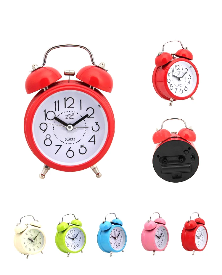 Small Cheap Funny Alarm Clocks Red Twin Bell Alarm Clock Ringing Bells