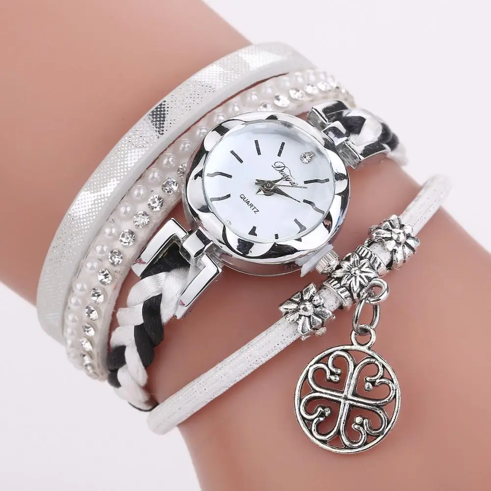 

Free shipping 2019 New Fashion Casual Leather Quartz Diamond Wrap Lady Watch LNW008