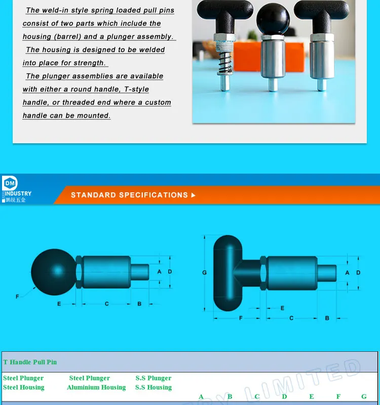 Red Handle Spring Loaded T Handle Pull Pins| Alibaba.com