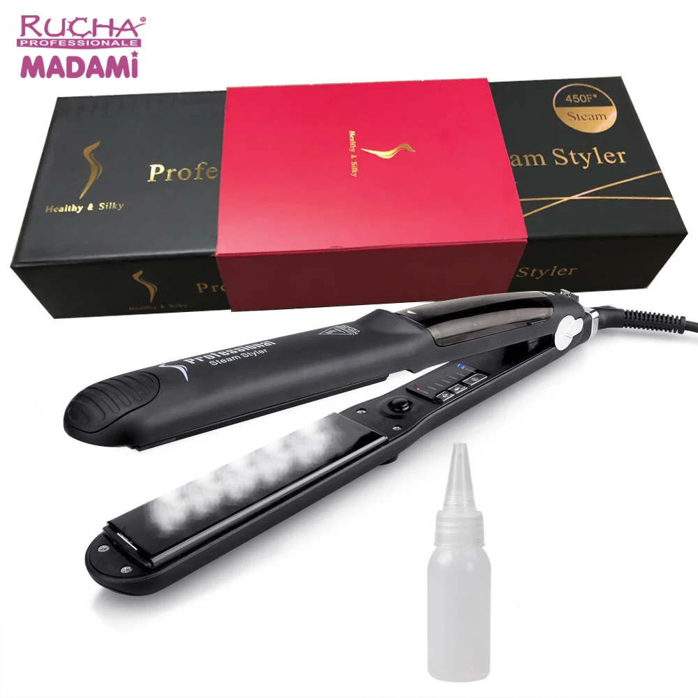 

Top Selling Steam Straighteners Black Hair Straightening Iron Ceramic Tourmaline Professional Ceramic Vapor Steam Flat Iron