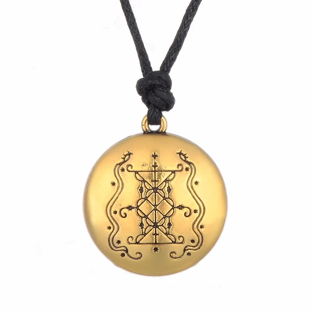 

Papa Damballah Voodoo Loa Veve Pendant Lwa Defend Amulet Hoodoo Talisman African Necklace, Gold, silver