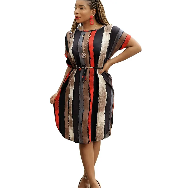 

Hight Quality Casual Striped Print Midi Dress