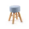 Cheap Small Portable Blue Wool Fabric Wooden Decorative Dressing Room Stool