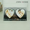 Jinnhome High Quality Glass Heart Shape Photo Frame Silver Glitter Picture Frame Wedding Couples Photo Frame