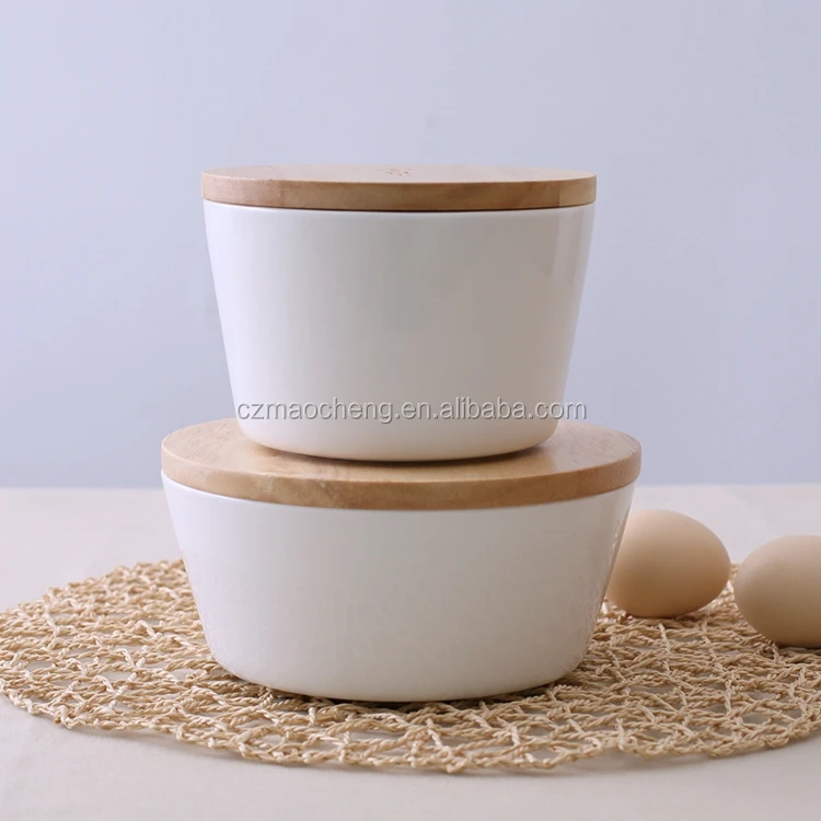 2018 Best Selling 8.75 Inch Household Big Wood Lid Ceramic Bowl Buy Big Bowl With Wood Cover