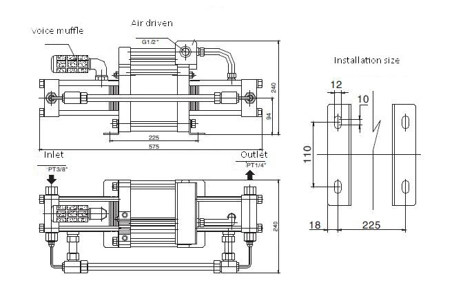 double stage gas booster GBT model(GBT15/40)drawing gbt15 40 gbt7 40gbt15 6030 60 15 100
