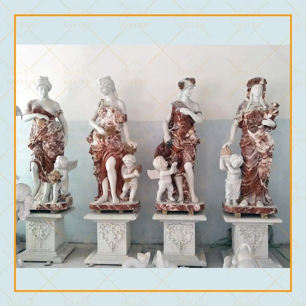 Stone Carved Greek Goddess Life Size White Marble Four Season Garden