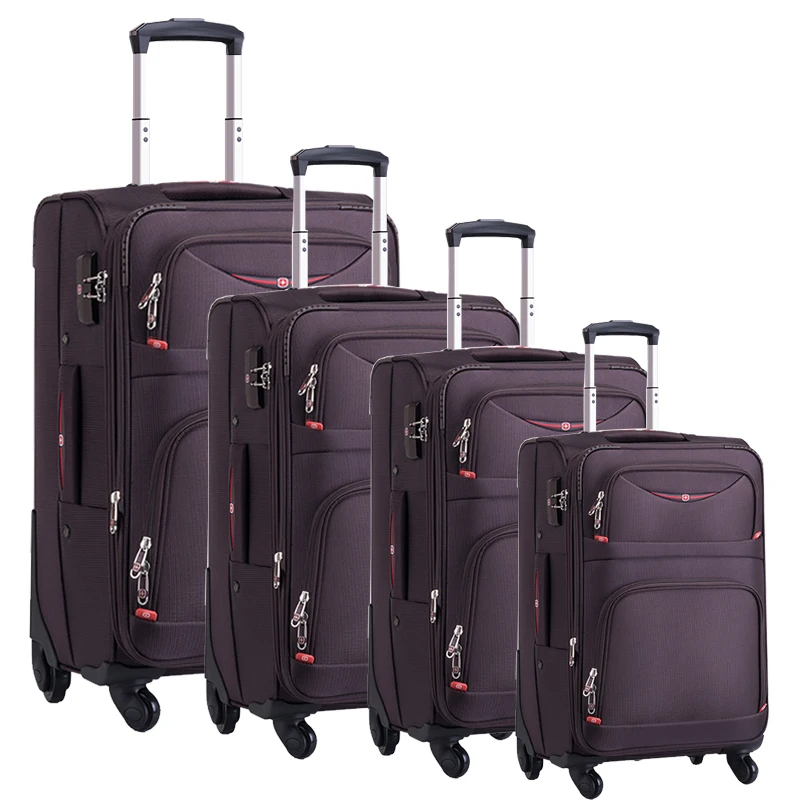 

4pcs 20"/24"/28"/32" Nylon Luggage Set Travel Trolley Suitcase Set, Black,coffee,purple ,blue