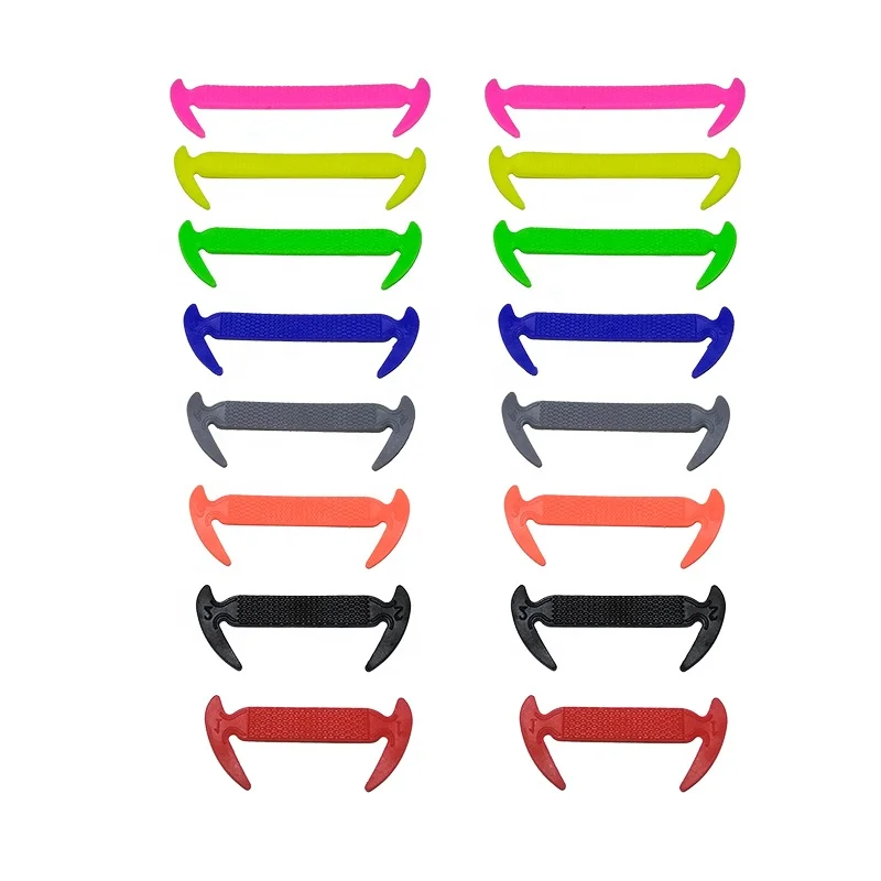 

Eco Friendly Easy Fixed Adults Kids Lazy No Tie Elastic Silicone Shoelaces for All Shoes, Multi color