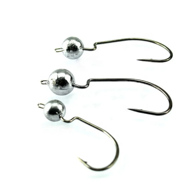 

Fishing lead head hooks  offset hook carp tackle accessories stainless steel mustad hook, As picture