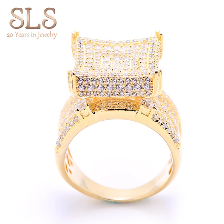 925 Thai Silver Jewelry Hot Selling Hip Hop Finger Plain Gold Mens