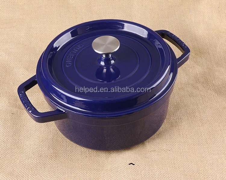

Enamel Cast Iron Casserole Pot in Blue/Red, Red,blue