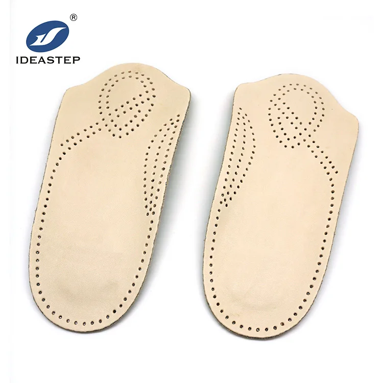 

IDEASTEP fashionable top quality Genuine leather 3/4 semi-rigid plastic shell arch support orthotic insoles, Beige+black