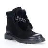 Sample support women genuine leather ankle boots shoes women black boots with Rabbit hair & shiny beads suede ankle boots