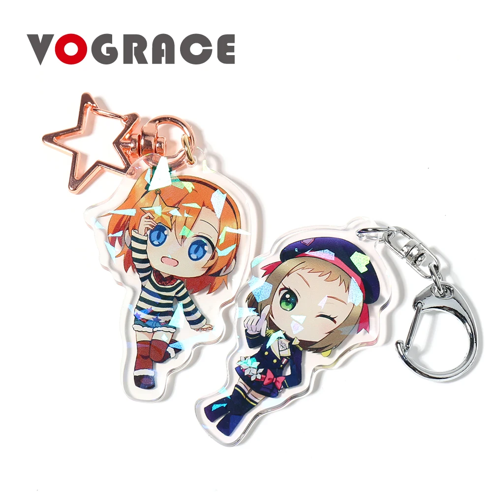 
Laser cut clear cartoon anime custom printed acrylic charms vograce acrylic keychain 