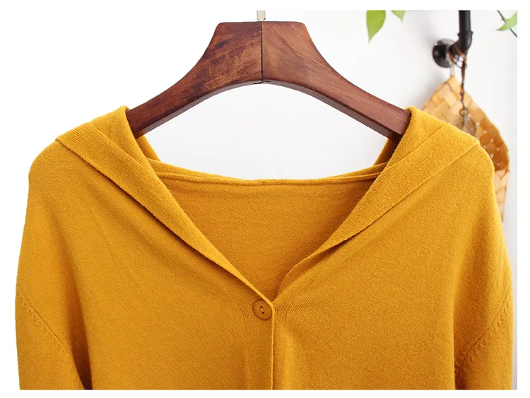 
causal lightweight outwear with botton hooded ladies cardigan sweaters 