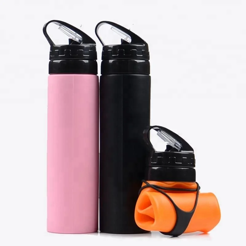 

FDA 550ML Collapsible Silicone Sports Water Bottles Squeeze Water Drinking Bottle for Running, Customized color
