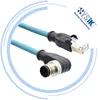 UL M12 D coded to Industrial RJ45 Ethernet Cat5e patch cord cable