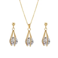 

S-126 Xuping Wholesale High Quality Fashion 24K Gold Plated Women Diamond Stainless Steel Jewelry Sets