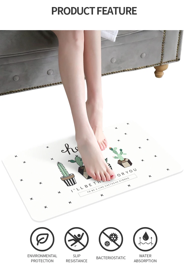 Anti-Skid Diatomaceous Earth Bath Mat Bath Floor Mat