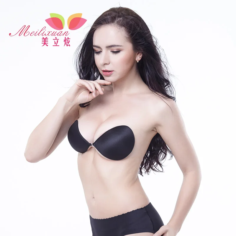 

Sexy front open silicone gel invisible bra backless strapless bra wholesale, Nude/apricot;black