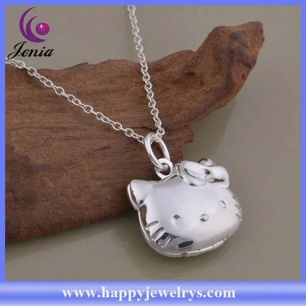 

Hello kitty shaped pendant fashion jewelry hot selling 925 silver necklace chain (AN1350, Same as picture
