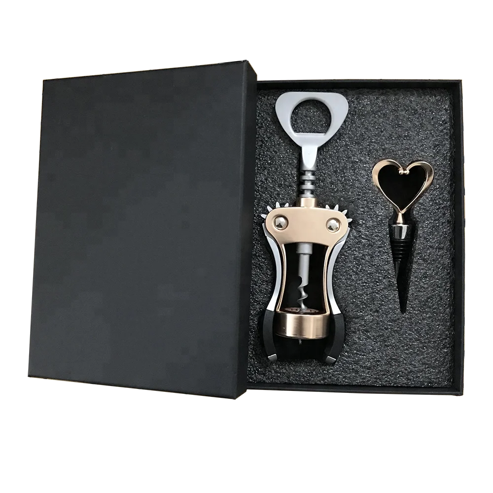 

Promotional Rose Gold Wine Corkscrew and Stopper Gift Set Wedding Gift Wine Opener Set