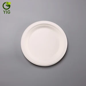 Image of 7 inch eco friendly round party paper plate biodegradable disposable sugarcane bagasse plate