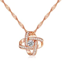 

Fashion madam hollow flower CZ pendant necklace jewelry rose glod Eternal Lucky Star Necklace