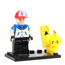 4 pcs lot Pokemon minifigures building blocks action figures bricks Pikachu Charmander Bulbasaur Squirtle ketchum kids