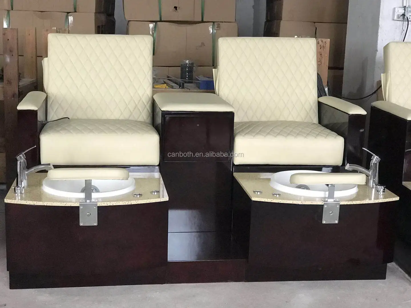 Luxury Foot Massage Double Pedicure Bench Chair / Pedicure Station For