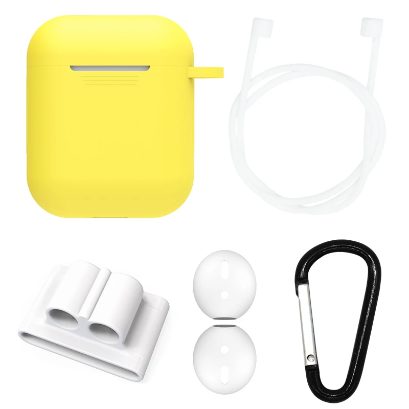 

5In1 Accessory set With Anti Lost Strap Hook Protective Silicone Cover Charging Case for Airpod